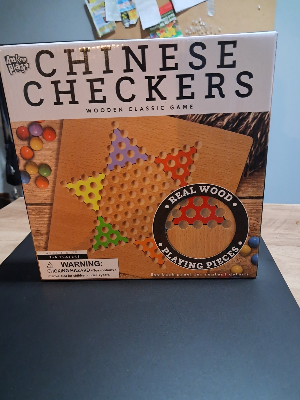 Anker Play Chinese Checkers Game - Black Box with Multicolor Marbles